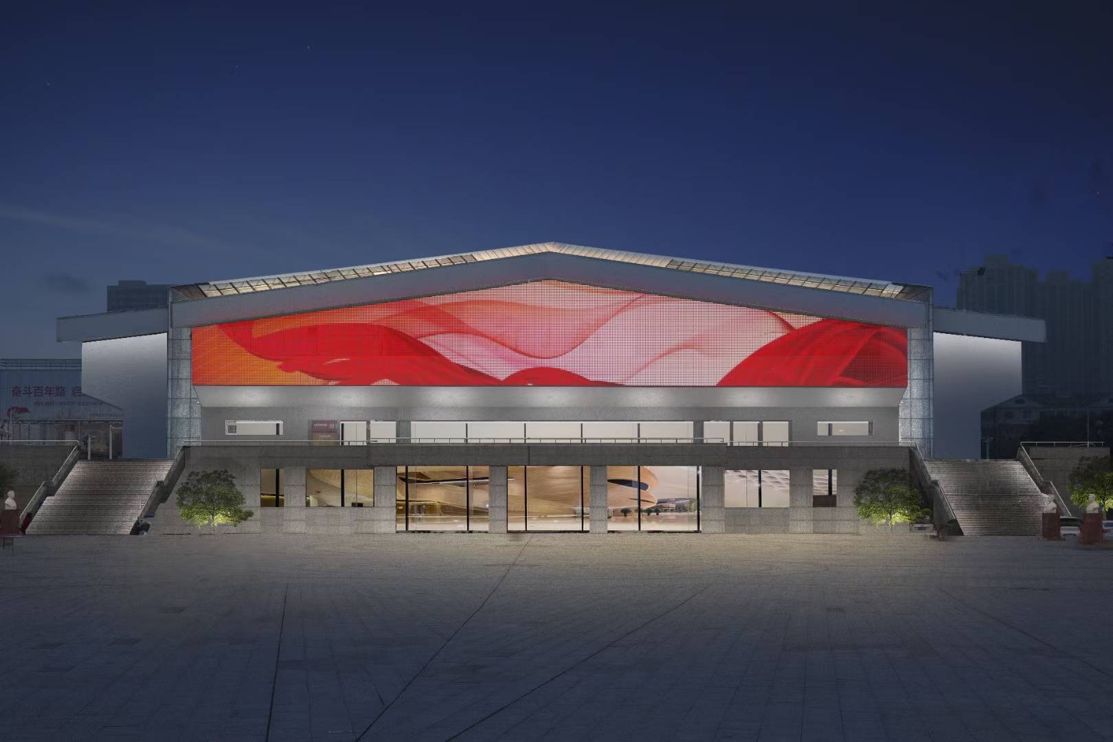 仙桃体育馆夜景灯光亮化效果图
